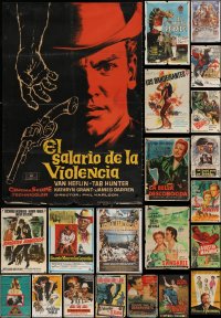 3s0779 LOT OF 30 FORMERLY FOLDED SPANISH POSTERS 1950s-1980s great images from a variety of movies!