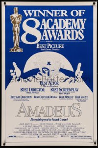 3t0733 AMADEUS awards 1sh 1984 Milos Foreman, Mozart biography, winner of 8 Academy Awards!