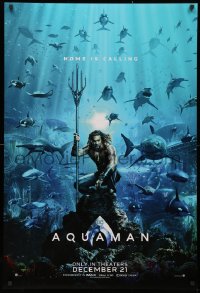 3t0740 AQUAMAN teaser DS 1sh 2018 DC, Jason Momoa in title role with great white sharks and more!