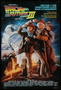 3t0751 BACK TO THE FUTURE III DS 1sh 1990 Michael J. Fox, Chris Lloyd, Drew Struzan art!