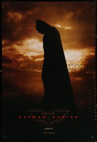 3t0756 BATMAN BEGINS teaser DS 1sh 2005 June 17, full-length image of Christian Bale in title role!