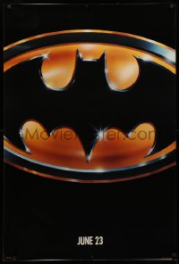 3t0752 BATMAN teaser 1sh 1989 directed by Tim Burton, cool image of Bat logo, glossy finish!