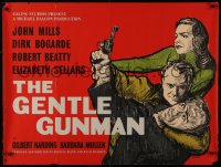 3t0195 GENTLE GUNMAN British quad 1953 John Mills, Dirk Bogarde w/gun, Robert Beatty, ultra-rare!
