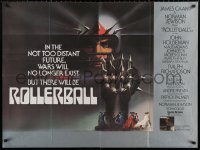 3t0217 ROLLERBALL British quad 1975 James Caan in a future where war does not exist, Peak art, rare!