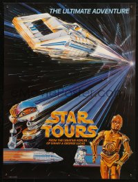 3t0599 STAR TOURS 18x24 commercial poster 1986 Star Wars & Disney, Delaney art of C-3PO & R2-D2!