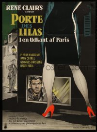 3t0128 GATES OF PARIS Danish 1958 Rene Clair's Porte des Lilas, Dany Carrel's sexy legs by Stilling!