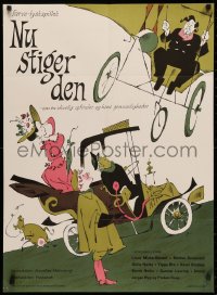 3t0131 NU STIGER DEN Danish 1966 Annelise Hovmand, aviation comedy, great different wacky art!