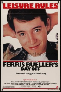 3t0846 FERRIS BUELLER'S DAY OFF 1sh 1986 c/u of Matthew Broderick in John Hughes teen classic!
