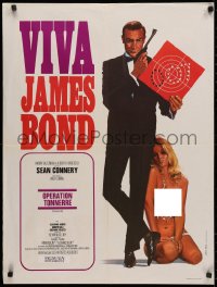 3t0168 THUNDERBALL French 24x32 R1970 art of Sean Connery as secret agent James Bond 007!