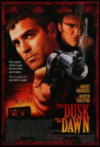 3t0858 FROM DUSK TILL DAWN DS 1sh 1995 George Clooney with smoking gun & Quentin Tarantino, vampires!