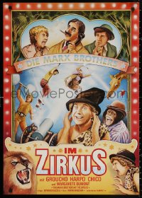 3t0092 AT THE CIRCUS German R1970s wacky different art of Groucho, Chico, & Harpo Marx!