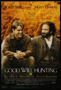 3t0870 GOOD WILL HUNTING 1sh 1997 great image of smiling Matt Damon & Robin Williams!