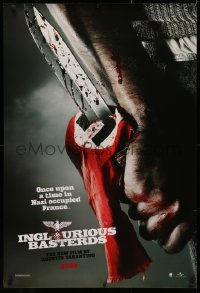 3t0924 INGLOURIOUS BASTERDS teaser DS 1sh 2009 Quentin Tarantino, bloody knife through Nazi flag!