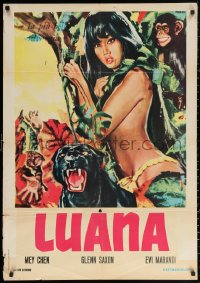 3t0114 LUANA Italian 1sh 1973 great different Fauner art of sexy female Tarzan & company!