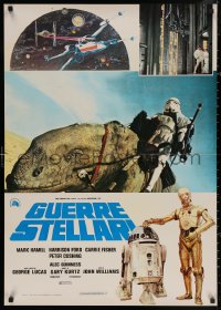 3t0124 STAR WARS Italian 27x38 pbusta 1977 George Lucas classic epic, Luke, Leia, C-3PO & R2-D2!
