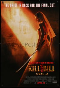 3t0947 KILL BILL: VOL. 2 advance DS 1sh 2004 bride Uma Thurman with katana, Quentin Tarantino!