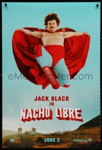 3t1002 NACHO LIBRE teaser DS 1sh 2006 unmasked Mexican luchador wrestler Jack Black facing front!