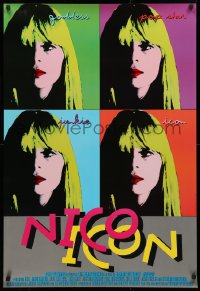 3t1008 NICO ICON 1sh 1996 biography of the famous goddess, pop star, junkie, icon, Warholesque art!