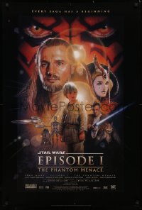 3t1024 PHANTOM MENACE style B fan club 1sh 1999 George Lucas, Star Wars Episode I, Drew Struzan art!