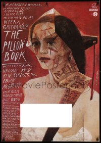 3t0289 PILLOW BOOK Polish 27x38 1996 Peter Greenaway, cool Sadowski art of topless Japanese girl!