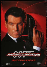 3t0297 TOMORROW NEVER DIES teaser Polish 27x39 1998 different image of Brosnan as James Bond!