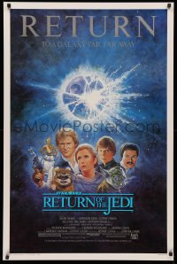 3t1053 RETURN OF THE JEDI studio style 1sh R1985 George Lucas classic, Mark Hamill, Ford, Tom Jung art!