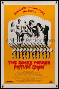 3t1070 ROCKY HORROR PICTURE SHOW style B 1sh 1975 Tim Curry is the hero, wacky cast portrait!
