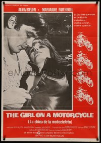3t0330 GIRL ON A MOTORCYCLE Spanish R1978 sexy biker Marianne Faithfull is Naked Under Leather!