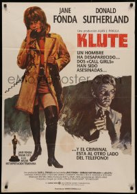 3t0344 KLUTE Spanish R1984 completely different artwork of Donald Sutherland & sexy Jane Fonda!