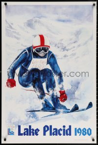 3t0431 1980 WINTER OLYMPICS 24x36 special poster 1979 great John Gallucci sports art of skier!