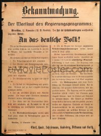 3t0508 AN DAS DEUTSCHE VOLK 19x25 German war poster 1918 To The People of Germany, a declaration!