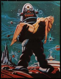 3t0452 FORBIDDEN PLANET 2-sided 17x22 special poster 1970s art of Robby the Robot carrying sexy Anne Francis