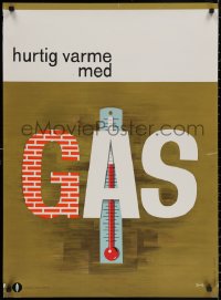 3t0639 GAS 25x34 Danish advertising poster 1970s cool art of thermometer in title by Hammil!