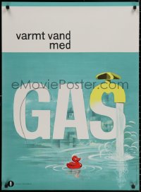 3t0414 GAS 25x34 Danish advertising poster 1970s cool art of duck and title in water by Hammil!