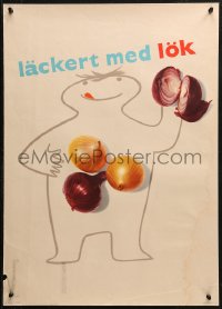 3t0406 LACKERT MED LOK 20x28 Swedish special poster 1957 everything is delicious with onions!