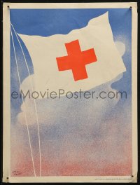 3t0400 LEAGUE OF RED CROSS SOCIETIES 12x16 French special poster 1950s Henri Neveu art of the flag!