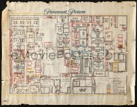 3t0467 PARAMOUNT 17x22 special poster 1960s blueprint-like map of the buildings at the studio!