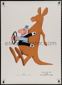 3t0418 RADET FOR STORRE FAERDSELSSIKKERHED 25x34 Danish special poster 1972 man 'driving' kangaroo!