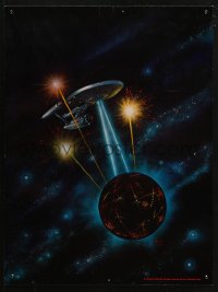 3t0571 STAR TREK 16x22 art print 1975 Kelly Freas art of the Enterprise in battle w/ giant sphere!