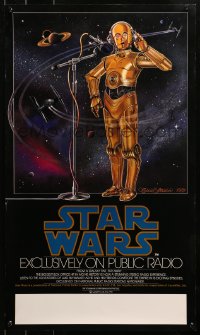 3t0718 STAR WARS RADIO DRAMA radio poster 1981 art of C-3PO at microphone by Celia Strain!