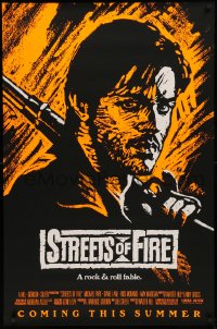 3t1134 STREETS OF FIRE advance 1sh 1984 Walter Hill, Riehm orange dayglo art, a rock & roll fable!