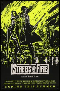 3t1137 STREETS OF FIRE advance 1sh 1984 Walter Hill, Riehm yellow dayglo art, a rock & roll fable!