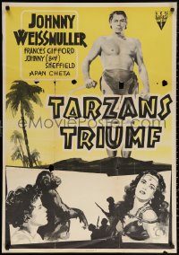 3t0040 TARZAN TRIUMPHS Swedish R1953 Johnny Weissmuller & sexy Frances Gifford as Zandra!
