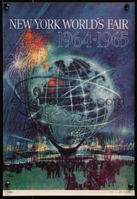 3t0496 NEW YORK WORLD'S FAIR 11x16 travel poster 1961 art of the Unisphere & fireworks by Bob Peak!