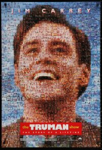 3t1169 TRUMAN SHOW teaser DS 1sh 1998 really cool mosaic art of Jim Carrey, Peter Weir