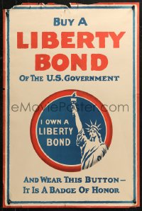 3t0514 BUY A LIBERTY BOND 20x30 WWI war poster 1917 cool artwork of Statue of Liberty!