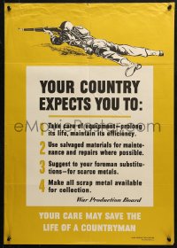 3t0543 YOUR COUNTRY EXPECTS YOU TO 20x29 WWII war poster 1942 art of soldier firing gun!