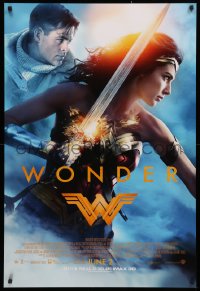 3t1187 WONDER WOMAN advance DS 1sh 2017 sexiest Gal Gadot in title role/Diana Prince, Chris Pine