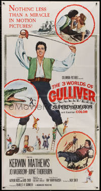3w0338 3 WORLDS OF GULLIVER 3sh 1960 Ray Harryhausen fantasy classic, art of giant Kerwin Mathews!