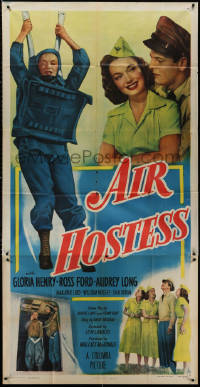 3w0340 AIR HOSTESS 3sh 1949 love flies high with pretty flight attendant Gloria Henry!